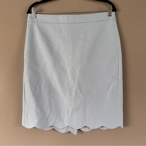 J. By J. Crew 100% Cotton Scalloped Hem‎ Pencil Skirt |. Powder Blue